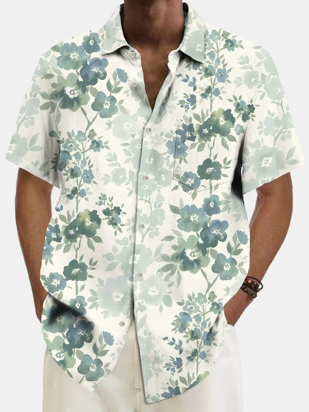 Summer Men's Hawaiian Shirts 3D Printed Floral Button Up Art Short Sleeve Tee Tops Fashion Beach Shirt Vacation Daily Wear Shirt