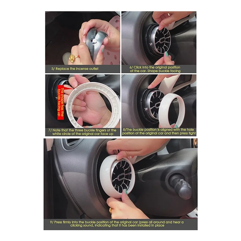 1Set/4Pcs Car Air Conditioner Air Vent Trim Cover For  Smart 453 Four Two Interior Vortex Outlet Frames