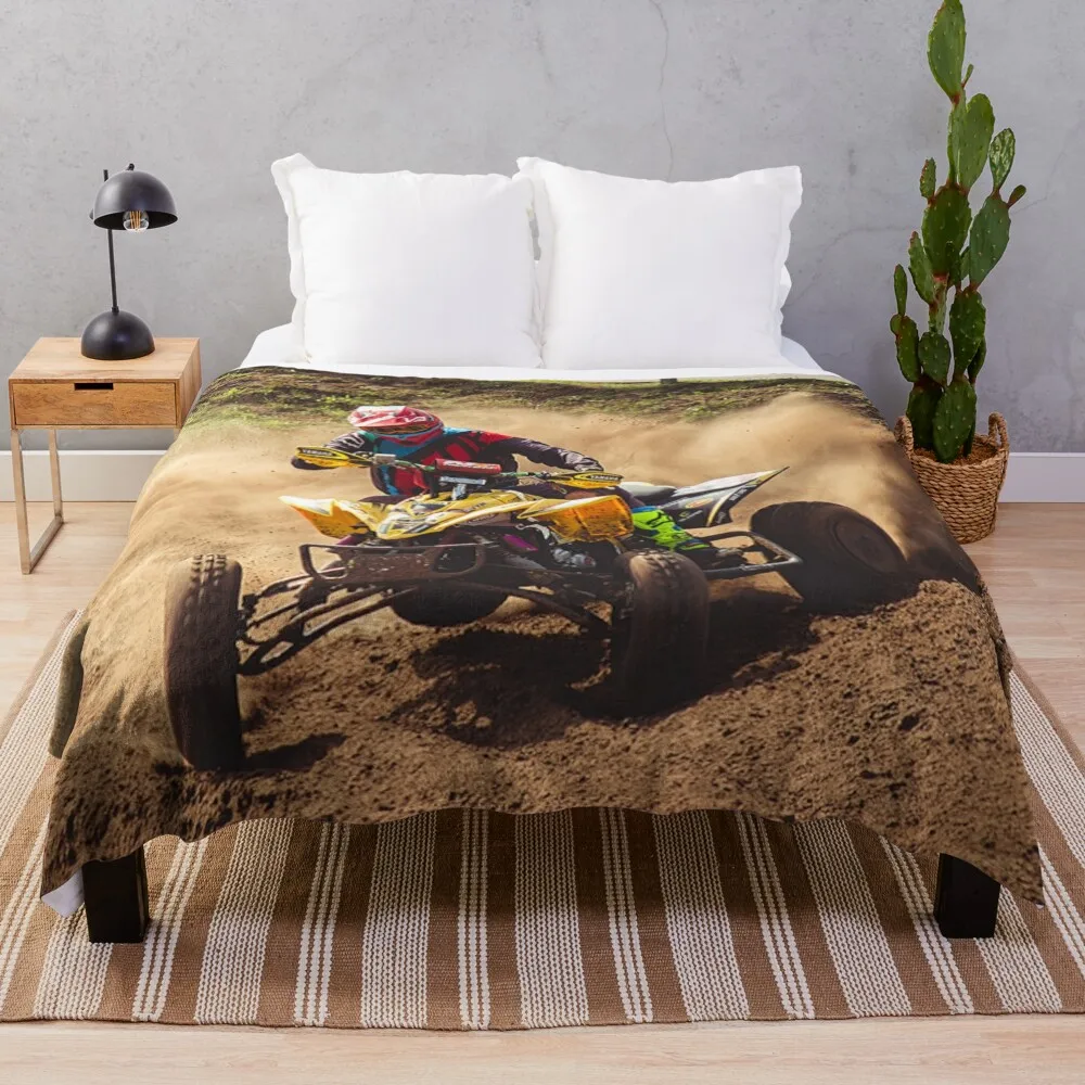 Quad 4 wheeler ATV Racing Throw Blanket wednesday Softest Flannel Stuffeds Blankets