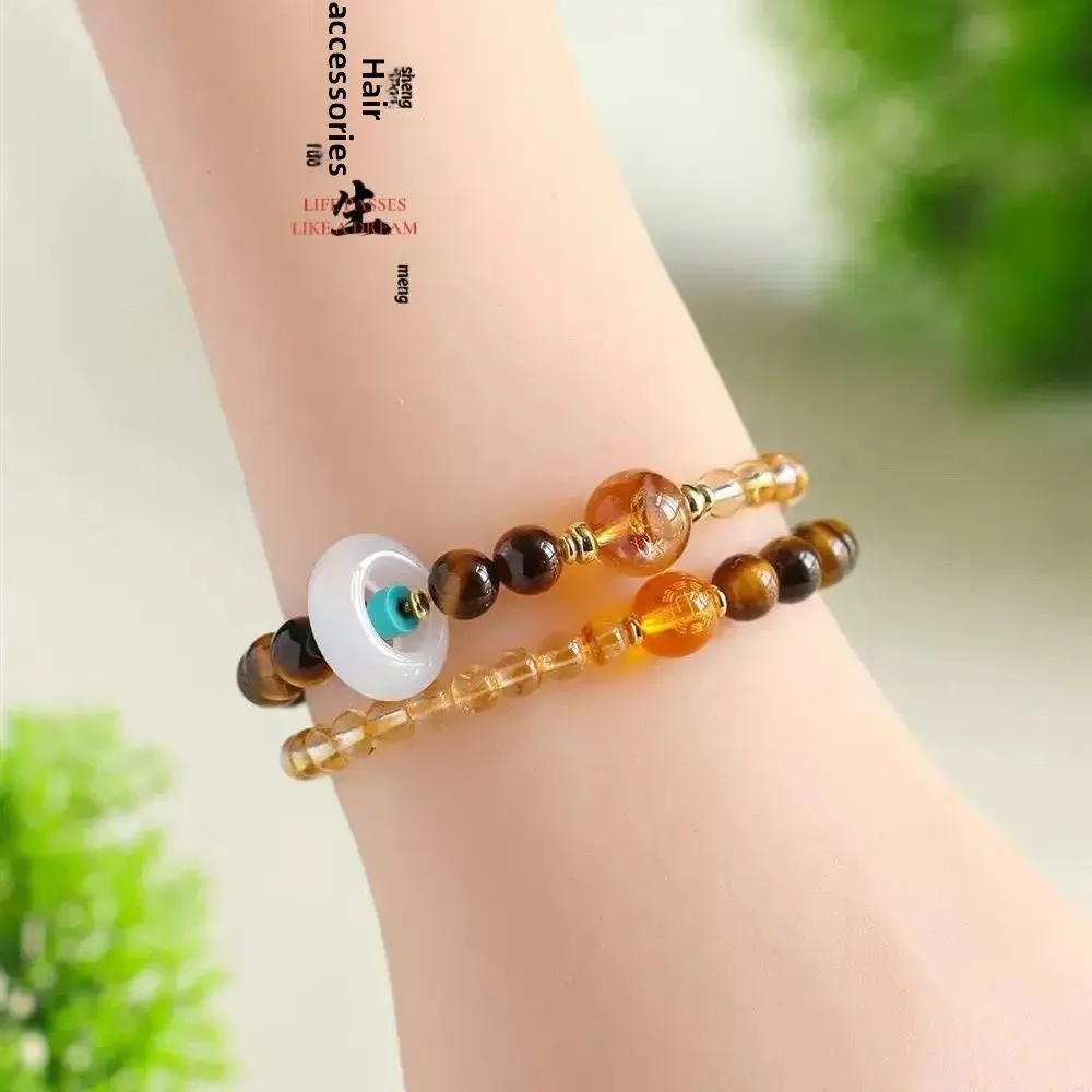 Ins Five Elements Bracelet Women's Water and Fire Gold Wood Earth Wealth Crystal Agate Hand String to Make Money Tanabata Gifts