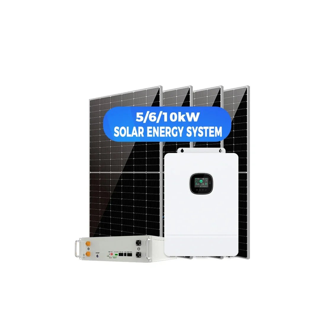 C-5KW-US On/off Grid Solar Power System Panel Kit Complete Set 5KW Home Hybrid Solar Energy Storage Photovoltaic System