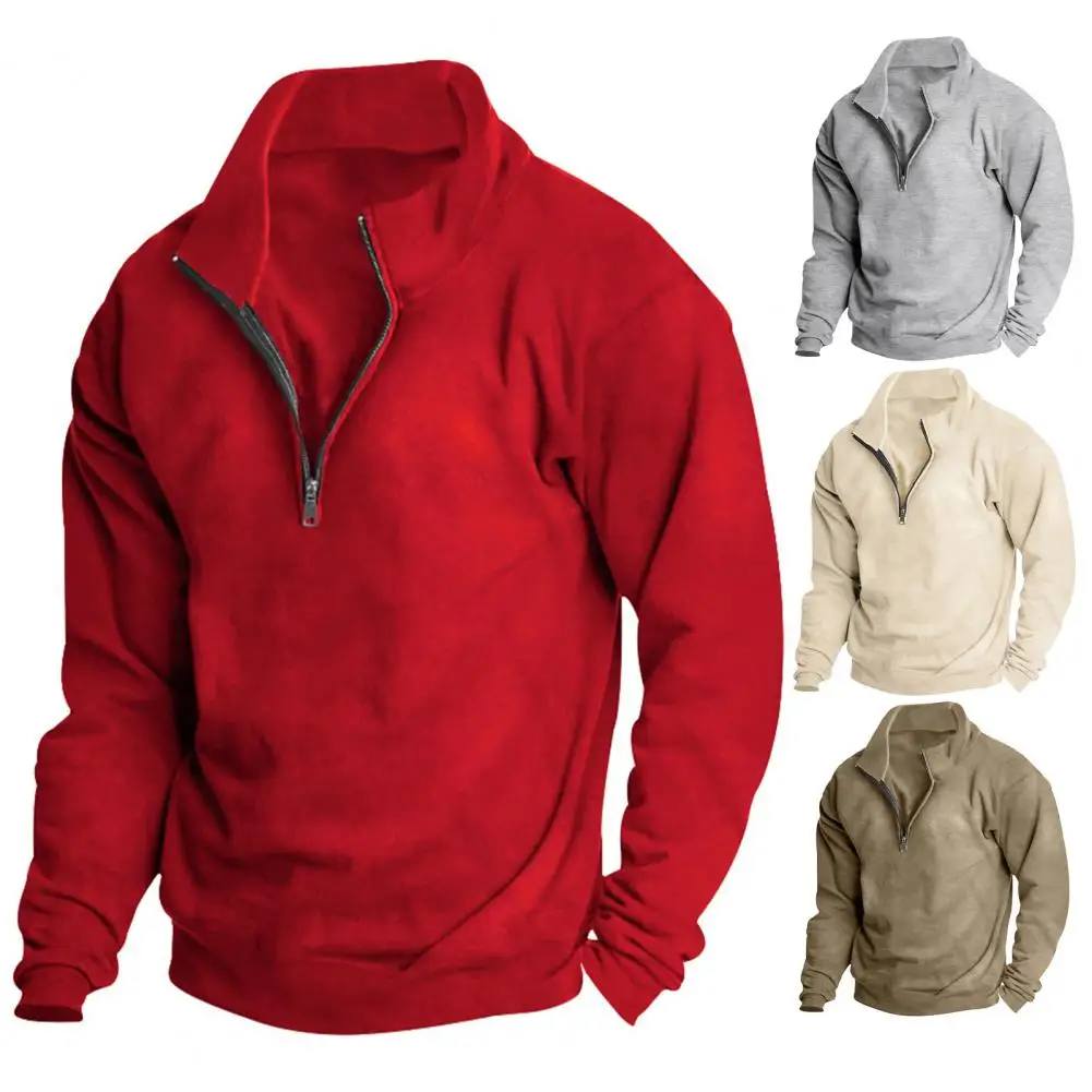 

2025 New Men's Casual Sweatshirt Casual Long Sleeve Stand Collar Zipper Pullover Sweatshirts Autumn Outdoor Streetwear For Men