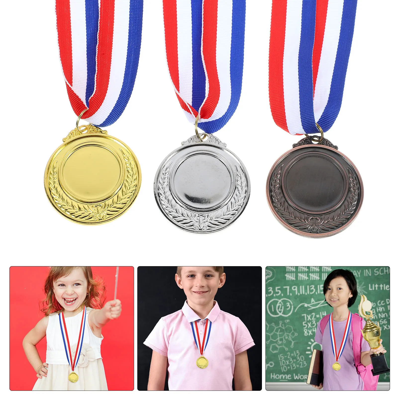 

6pcs Sports Medals Metal Award Medal Set For Athletics Competition Winners Zinc Alloy Hanging Lanyard Party Prop Awards