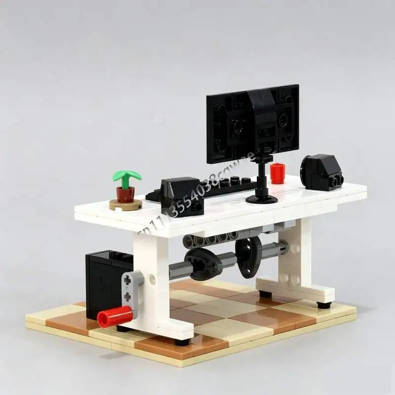 NEW 337Parts MOC Office Worker Character Computer Desk Scene Model Custom Puzzle DIY Creative Assembly Toy Gift Building Blocks