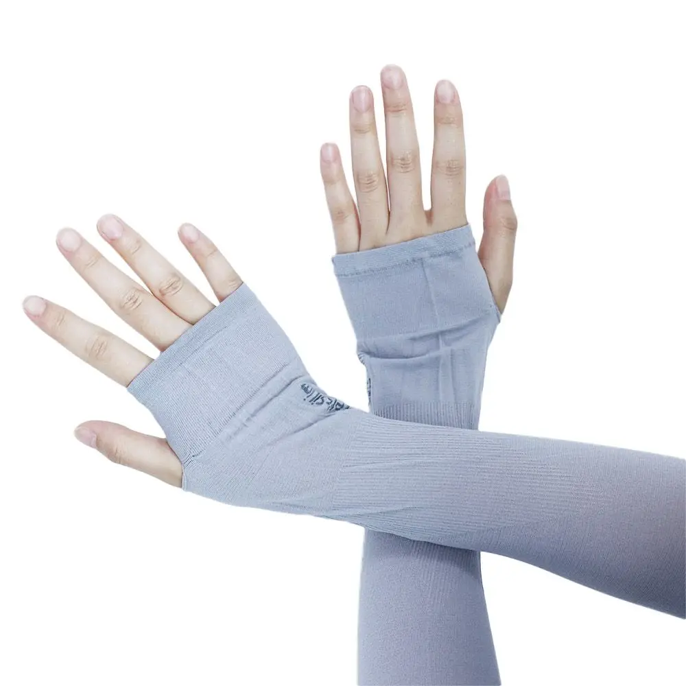 Guantes largos de ciclismo con protección solar UV para mujer, manguitos de medio dedo, protección solar