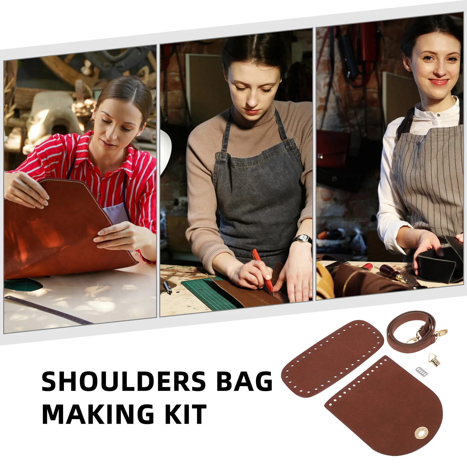 

DIY PU Shoulder Bag Kit Crochet Purse Making Set with Bag Bottom Cover Handmade Crossbody Satchel Handbag Craft Materials