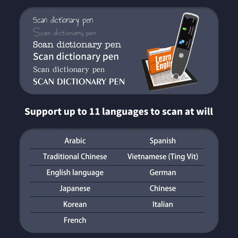 Imagem -04 - Caneta de Digitalização Offline para Leitura Chinês Inglês Japonês Coreano e Outras Línguas Caneta Dicionário