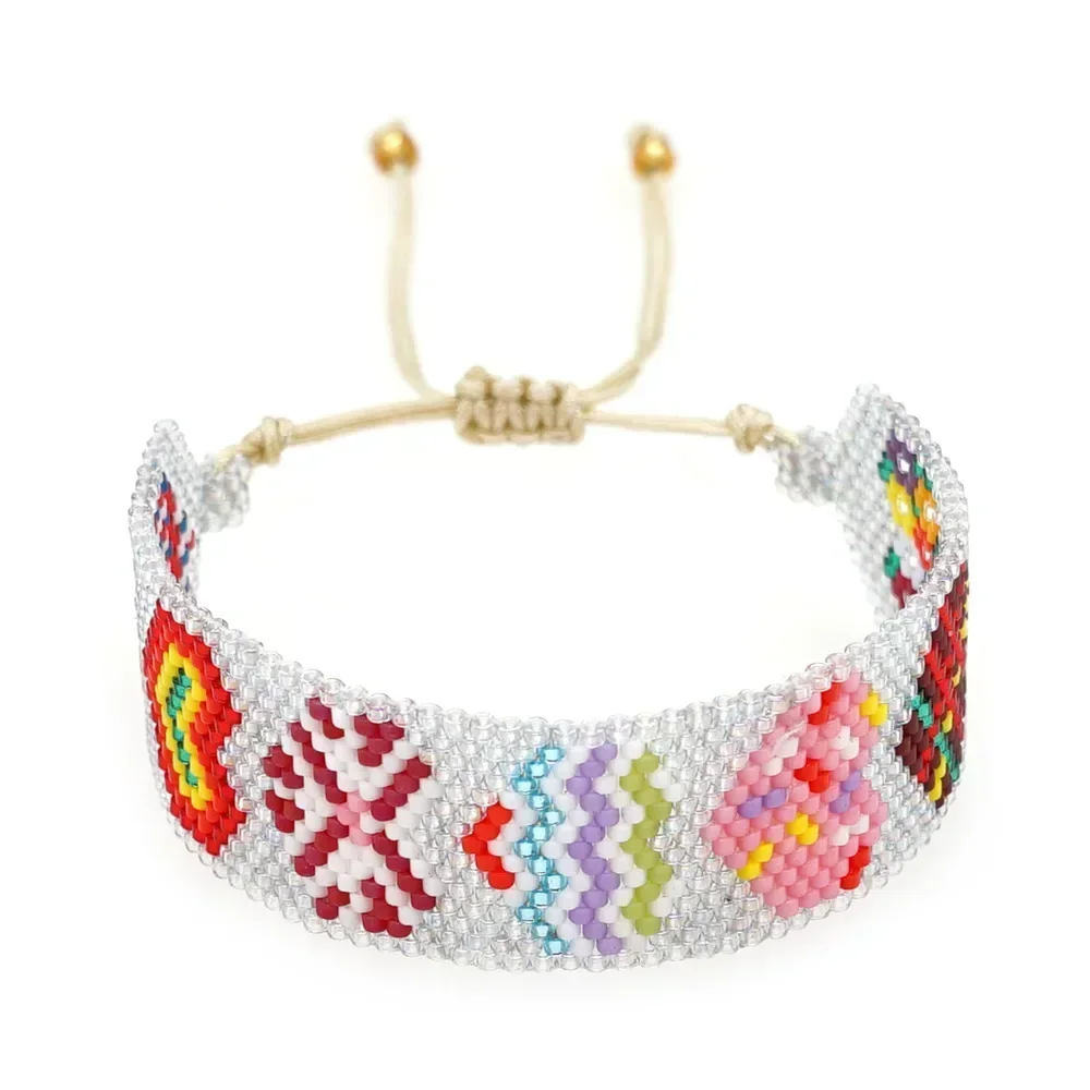 Beaded bracelet Poppy pattern graphic Various Fashion  minimalist Creative Hand knitting Bohemian Adjustable Rice bead bracelet