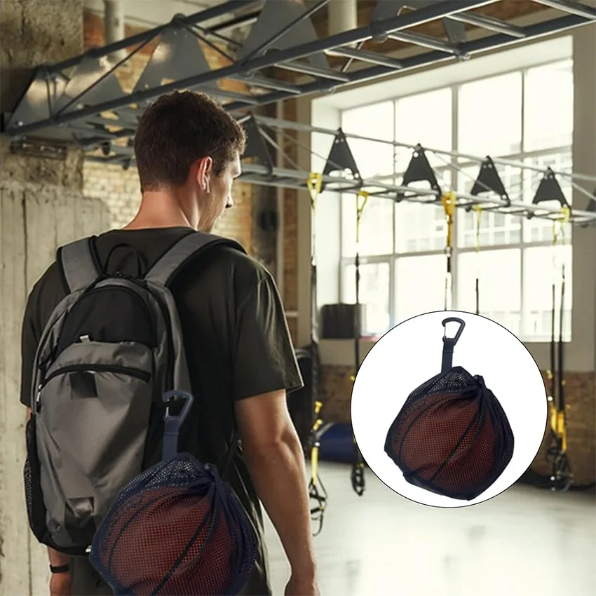 

Portable Drawstring Storage Bag Basketball Football Soccer Volleyball Mesh Backpack for Gym Travel Yoga Sports XKLQYP03