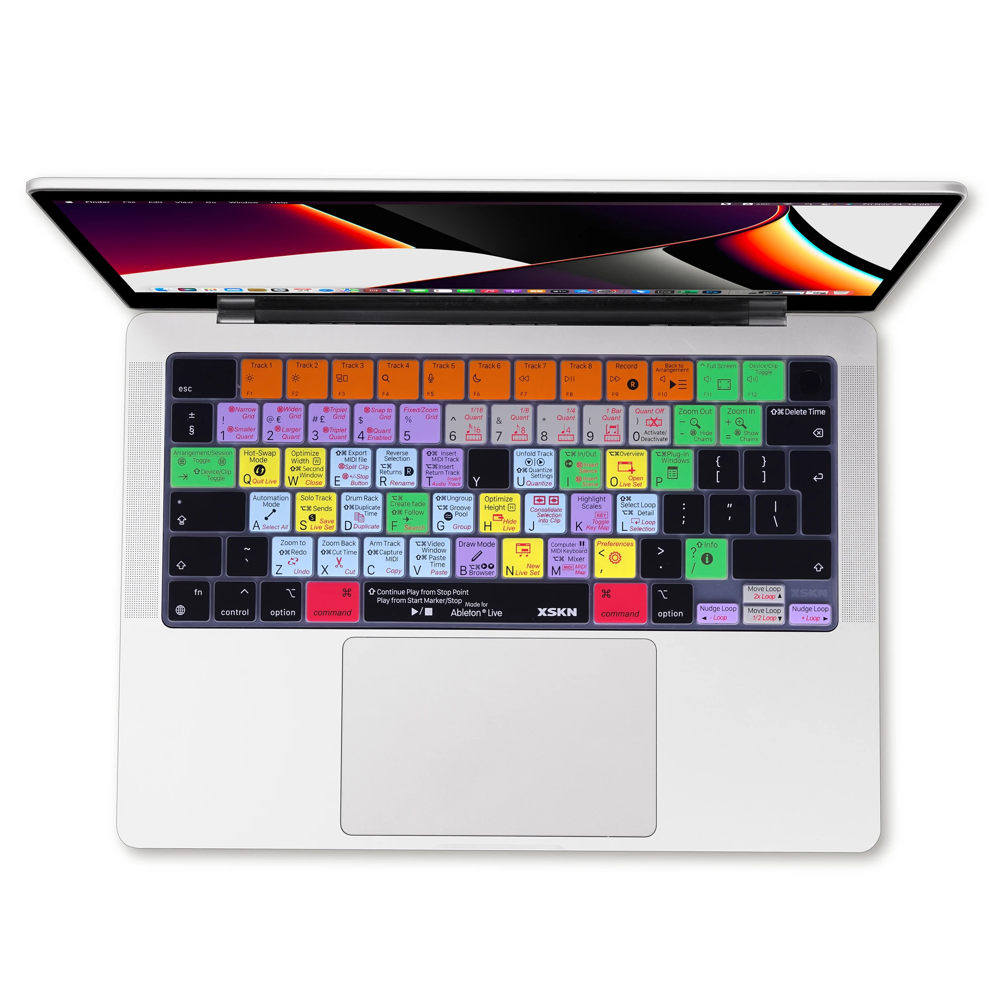 XSKN US EU Ableton Live Shortcuts Silicone Keyboard Cover Skin for Apple 2022-2024 M2 M3 Macbook Air 15.3 and Macbook Air 13.6