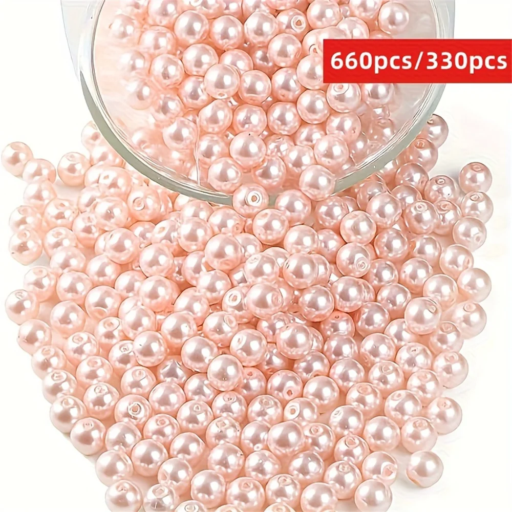 660/330pcs 6/8mm Korean Style Powder Acrylic Bead Cushion Chain DIY Bracelet Beads