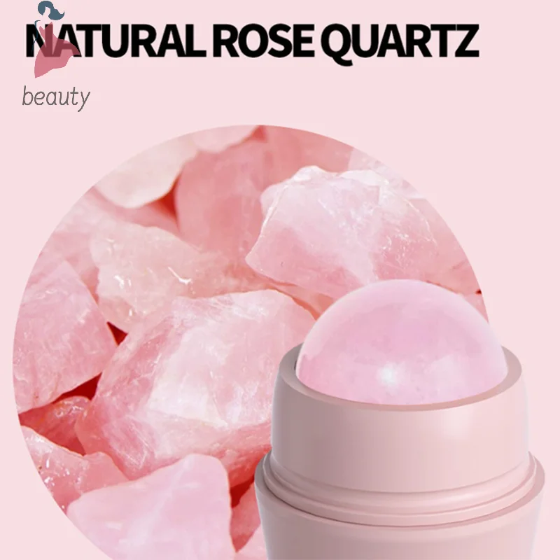 Rodillo absorbente de aceite facial de cuarzo rosa Natural, masajeador de Jade, piedra volcánica lavable, herramientas para el cuidado de la piel facial