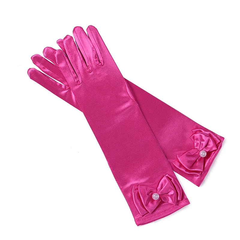 Guantes de princesa para niñas, accesorios de vestir con estampado de lazo, manopla de encaje, suministro de juego de rol de Hada, 2022