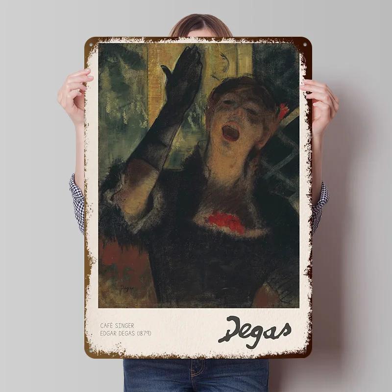 Cafe Singer By Edgar Degas Poster Customized Vintage Metal Signs Wall Art Retro Tin Plaque for Bedroom Decoration Aesthetic Home