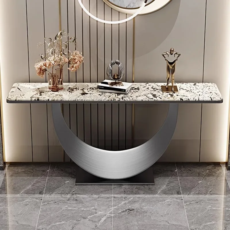Leichter Luxus-Eingangstisch aus italienischem Naturmarmor, luxuriöser Stein-Eingangstisch, Eingangstisch an der Wand, Eingangsschrank-Etui
