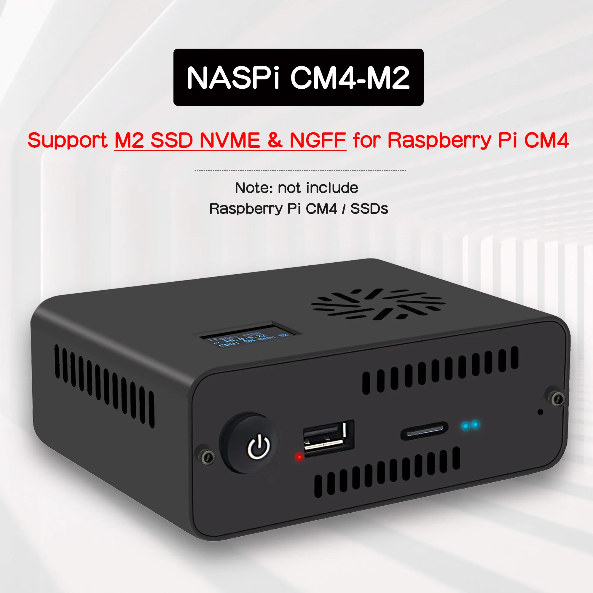 Geekworm NASPi CM4-M2 SATA&NVMe SSD NAS Kit Compatible with Raspberry Pi Compute Module 4 (Not Include CM4)