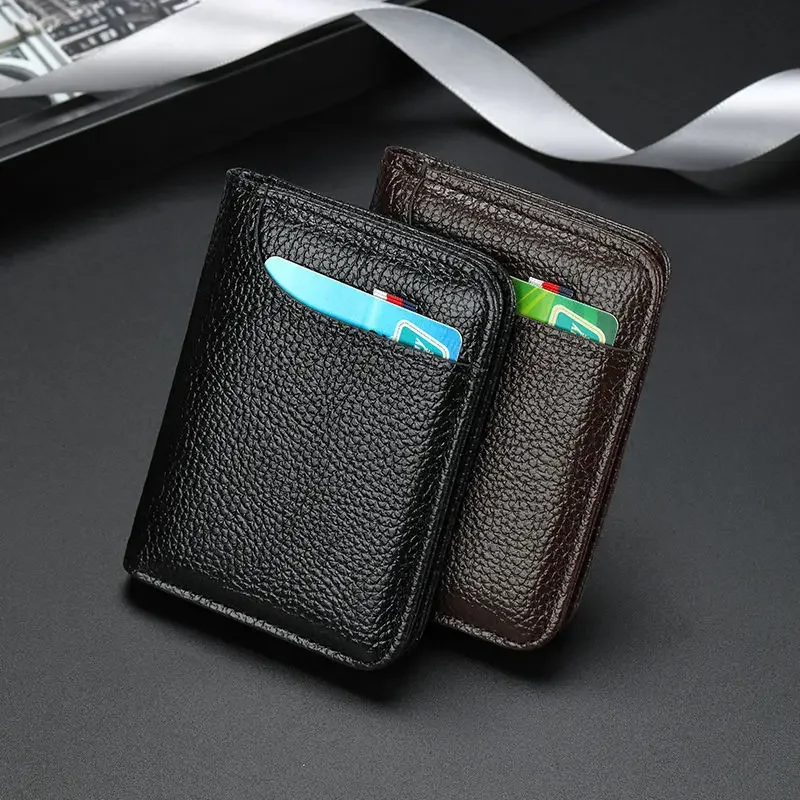 

Men's Pu Card Holder Thin Mini Wallet Card Storage Bag Leather Coin Purse Rfid Blocking Bank Card Cash Storage Pouch ID Holders