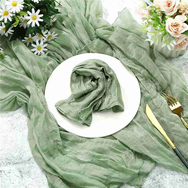 

【Top Picks】Gauze Cheesecloth Napkins Wrinkled Dinner Napkins Table Napkins Decorative Cloth Napkins (Green, 72 Packs)