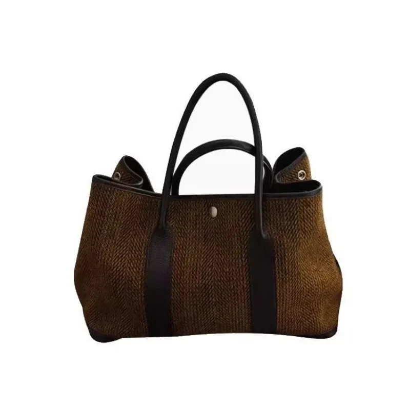 New Small Niche High Appearance Level Female Fashion Temperament Woolen Single Shoulder Carrying Large Bag All-in-one Backpack