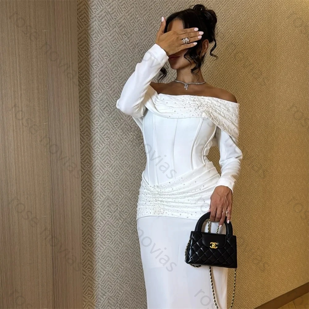 High Quality Customized Elegant Jersey Beading Draped Straight Off-the-shoulder Evening Dresses Bespoke Occasion Dresses Sexy