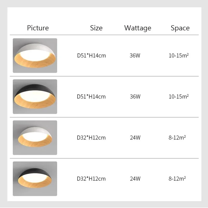 Lâmpada de teto LED de grão de madeira, Decoração nórdica, Luz para sala de estar, Restaurante, Quarto, Iluminação doméstica moderna