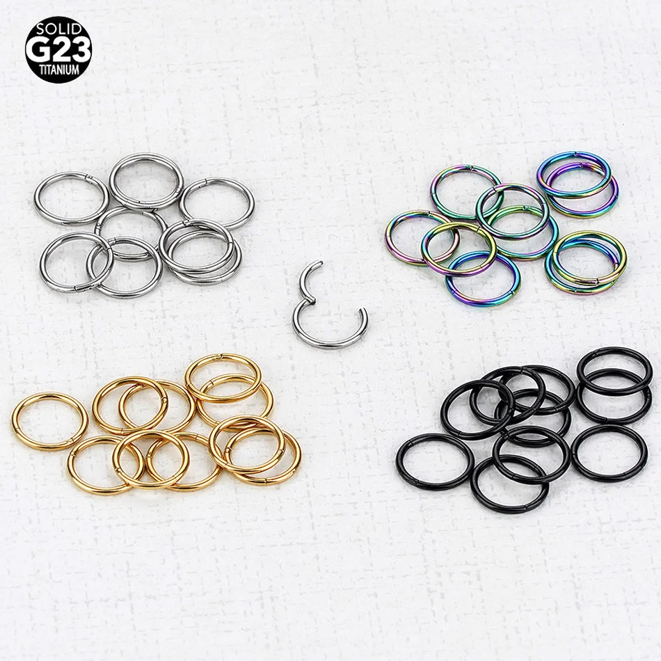 10Pcs/lot G23 Titanium Nose Septum Rings Open Small Septum Piercing Nose Earrings Women Men Ear Nose Piercing Jewelry