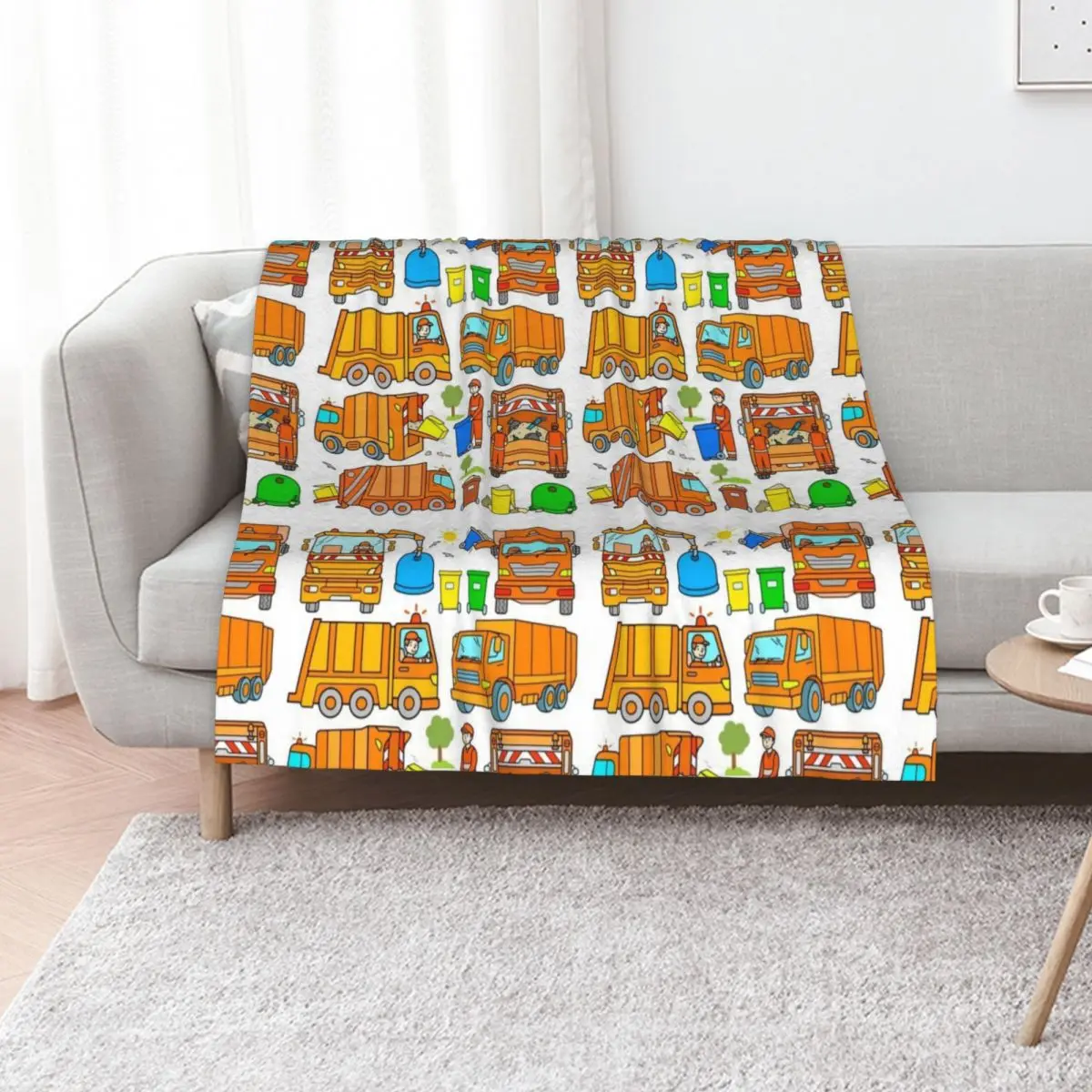 Garbage Truck Design Trashtrucks Rubbish Collection Vehicles Throw Blanket Shaggy Plaid Bed halloween Blankets