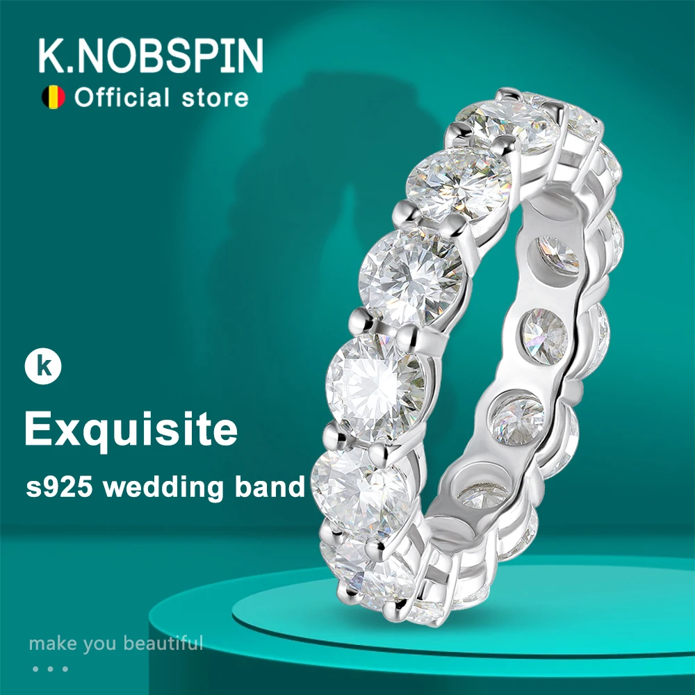 KNOBSPIN D VVS1 Moissanite Ring GRA Certified 5mm Lab Diamond s925 Sterling Silver 18k White Gold Engagement Rings for Women Man