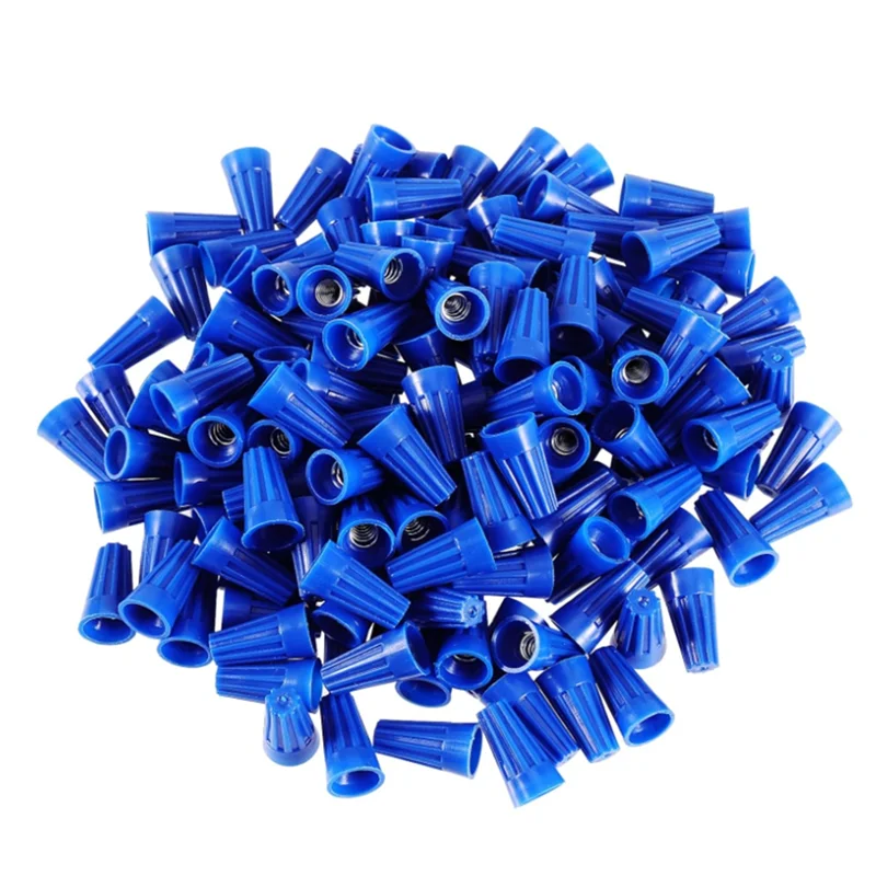 

ABKJ-1000 Piece Blue Wire Caps Electrical Wire Connector Screw Nuts Terminal Portable Plastic For Quick Connection