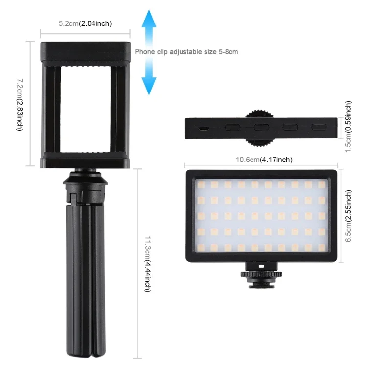 Lampu kamera LED 800LM RGB, lampu fotografi warna penuh dapat diredupkan temperatur Vlog pada 100