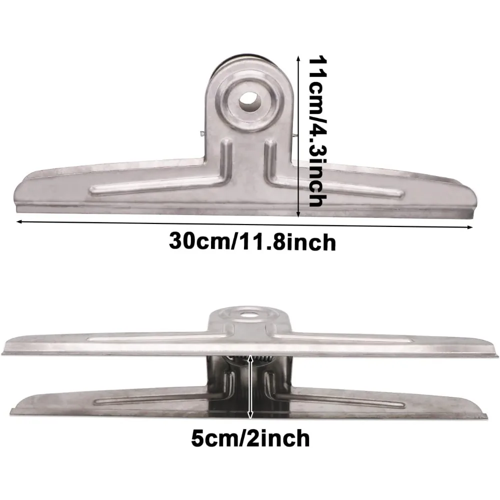 2Pcs 12 Inch Jumbo Binder Clips Extra Large Bulldog Clips 300mm Metal Paper Clamps For Poster Drawing Board Chip Bag Sealing