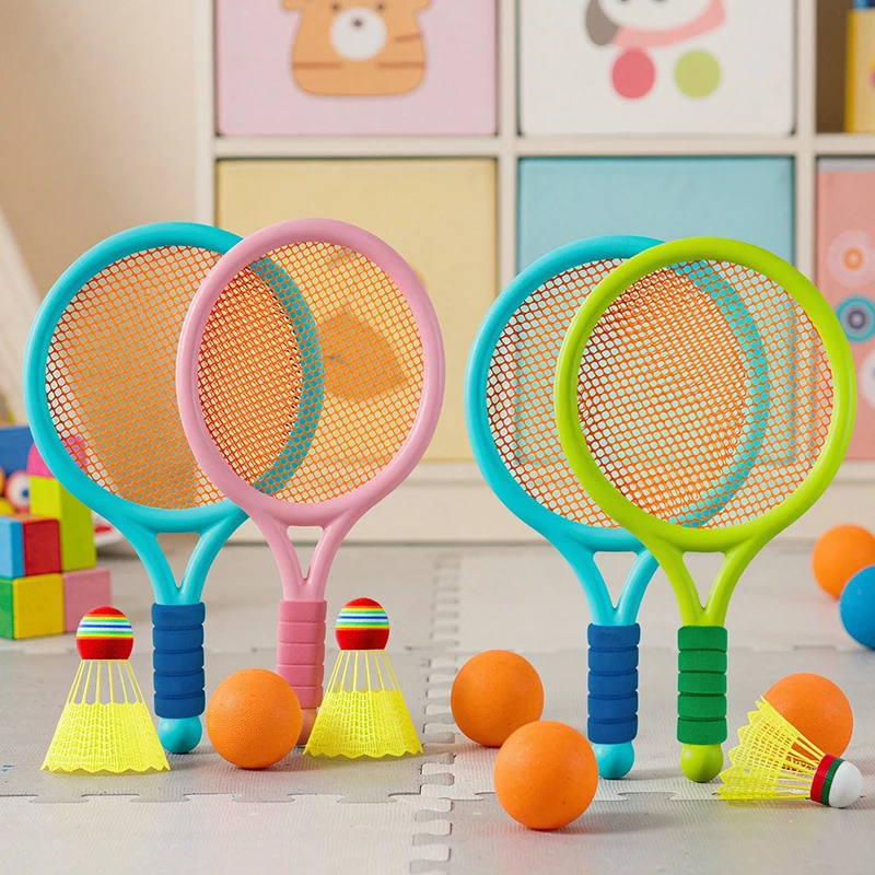 Toddler Beginner Racquet Sports Kit Kid-Size Tennis/Badminton Combo Rackets Soft Training Ball Garden Play Family Activity TMZ﻿