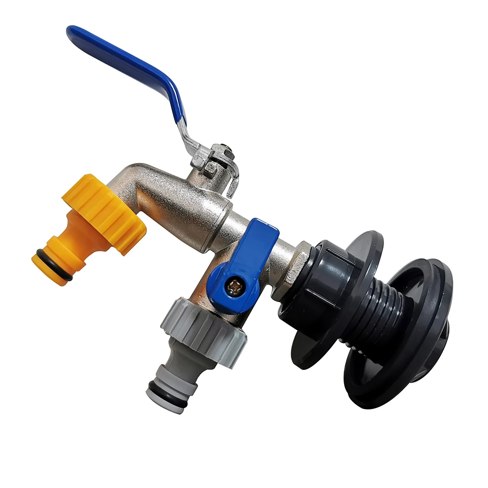 Double nipple faucet Bucket 1/2'' faucet Installation kit for 1000L water tank outlet faucet Garden irrigation water pipe joint