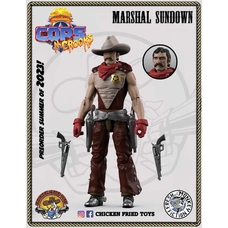 【在庫あり】フライドチキンスタジオオリジナル 1/18 COPSシリーズ マーシャルサンダウン シェリフ サンセット モバイルドール モデル玩具 男の子向けギフト