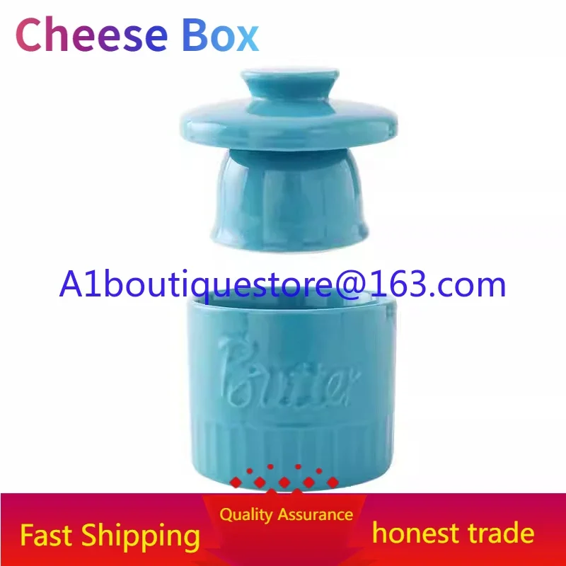 Butter fresh-keeping jar Ceramic butter box Western restaurant Household cheese cheese sealed jar with lid