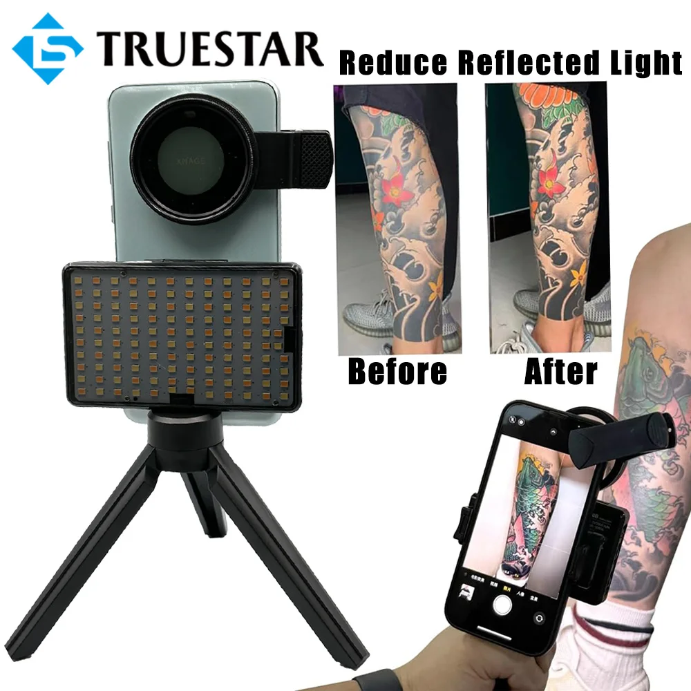 

Tattoo Reduce Reflected Fill Light 120 LED Tattoo Photography Light With 52mm Cpl Large Capacity Battery Compatible Any Phone