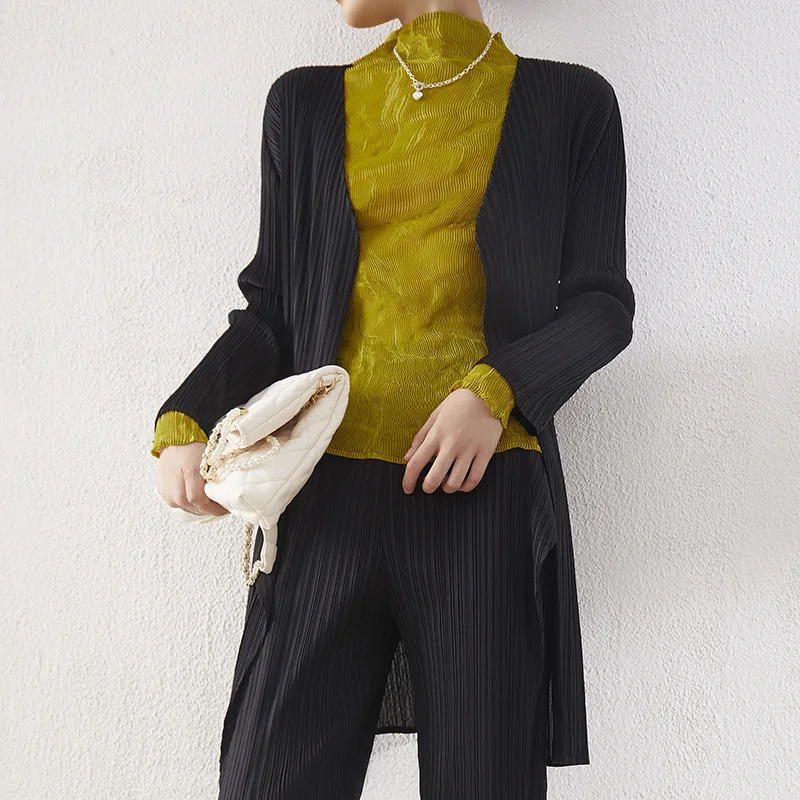 

Miyake пригородный темпераментный плащ женский осенний новый кардиган с длинными рукавами длинная плиссированная куртка тонкая женская одежда