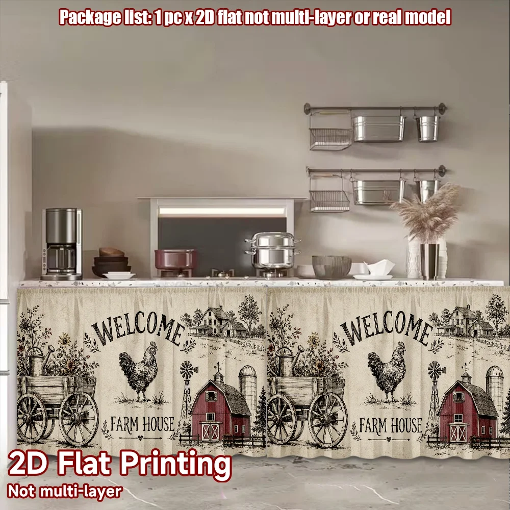 2D flat 1pc French romantic style Welcome Farm Scene Digital printing The rod-mount design makes installation convenient and is