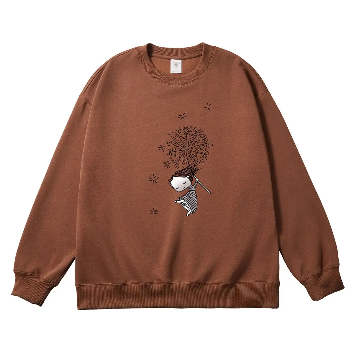 Oversized Women's Pullover Cartoon Girl Dandelion Graphic Autumn Winter Top Female Sweatshirt Round Neck Long Sleeve Sportswear