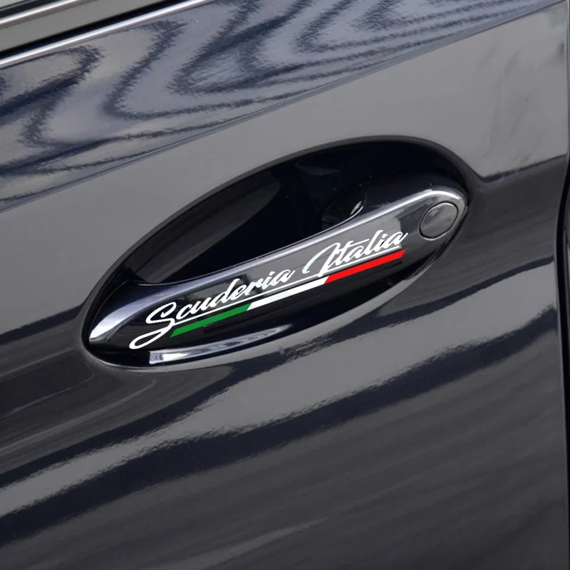 4 قطعة سكوديريا إيطاليا مقبض باب السيارة ملصق فينيل ملصق مائي لشركة فيات 500 أبارث سبورت 595 695 بونتو تيبو برافو فيراري لانسيا باندا #3