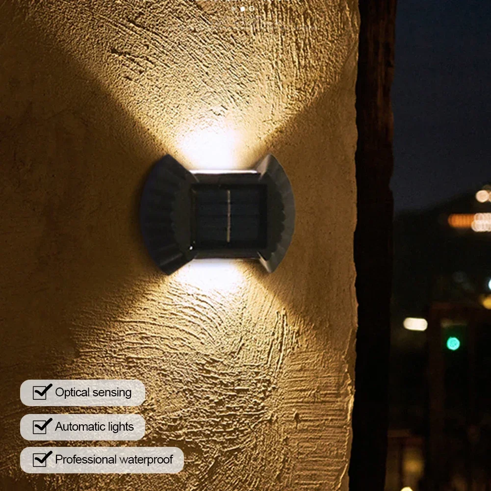 4PACK Solar Wall Lamp Waterproof Upper And Lower Luminous Lighting LED Light ​Family Garden Courtyard Step Fence Decorative Lamp