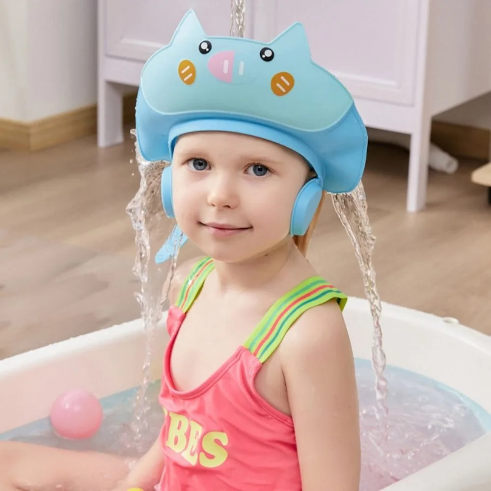

Cute Animal Shape Baby Shower Cap Adjustable Soft Baby Shampoo Cap Eye Ear Protection Waterproof Children's Bath Cap For Kids