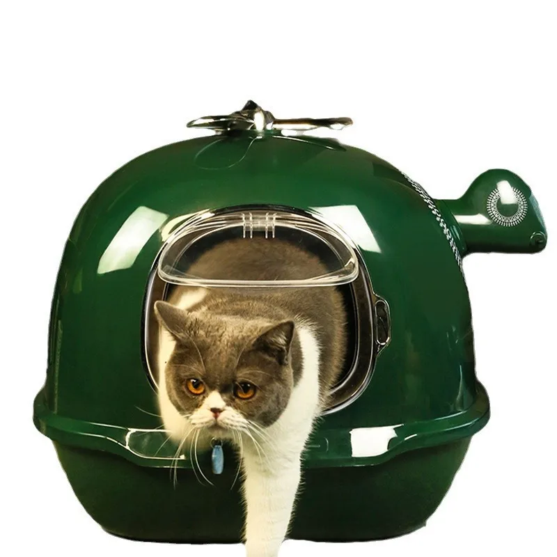 Arenero grande verde antisalpicaduras para gatos, fácil de limpiar - imagen 2