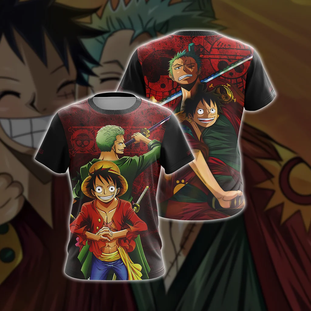 One Piece Luffy Zoro 3D All Over Print T-shirt Men Women Anime Character Graphic Short Sleeve Pirate Crew Cosplay Streetwear Tee