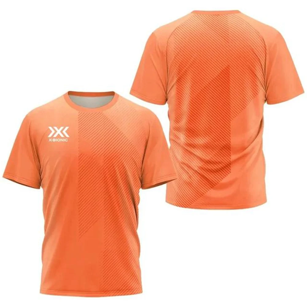 Camisola respirável de manga curta com o pescoço, camiseta popular de fitness e corrida, pulôver de secagem rápida, esportes ao ar livre, verão