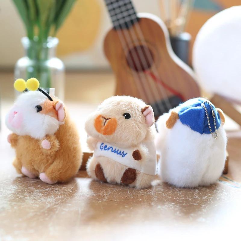 Dessin animé Hamster en peluche jouet porte-clés mignon en peluche poupée porte-clés voiture porte-clés sac pendentif sac à dos suspendus décoration cadeaux