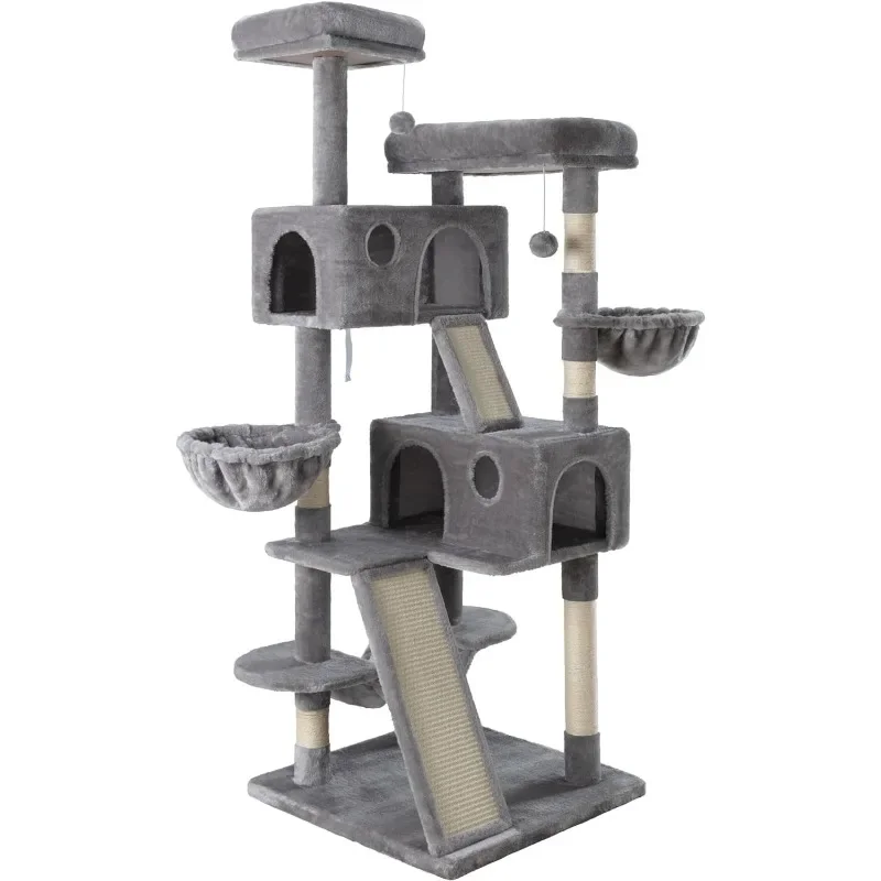 66 Inches Multi-Level Large Cat Tree Tower for Indoor Big Cats/Cozy Plush Perches/Cat Condo/Sisal  Scratching Posts