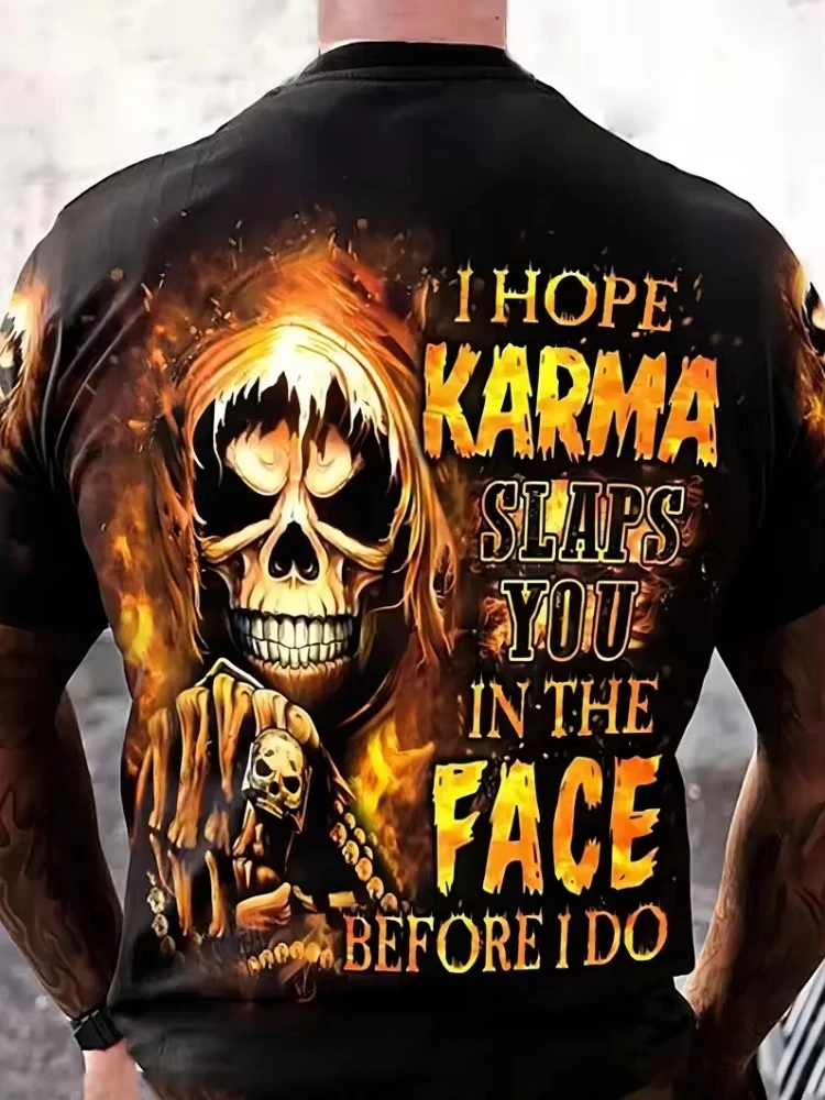 

Summer New 3D Print Men's T-Shirt Summer Leisure Fashion Crew Neck Skull Graphic Tee Outdoor Street Trend Breathable Men Clothes