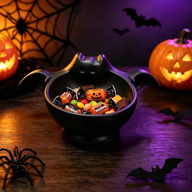 Halloween Bat Shaped Storage Bowl Home Décor Multifunctional Organizer Figurine Spooky Party Snack