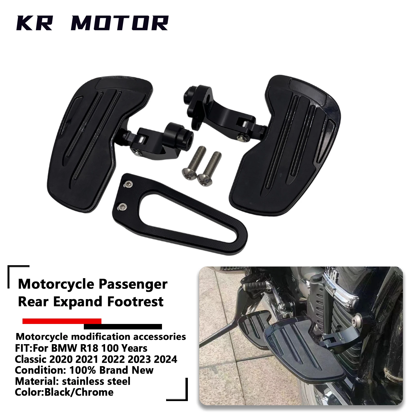 

Fit For BMW R18 100 Years R 18 Classic 2020 2021 2022 2023 2024 Motorcycle Passenger Footrest Rear Foot Peg Mount Black Kit